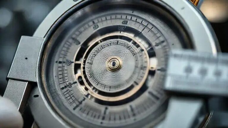 Alinhamento Radial do Escape em Patek Philippe Perpetual 1925 com Caliper Digital
