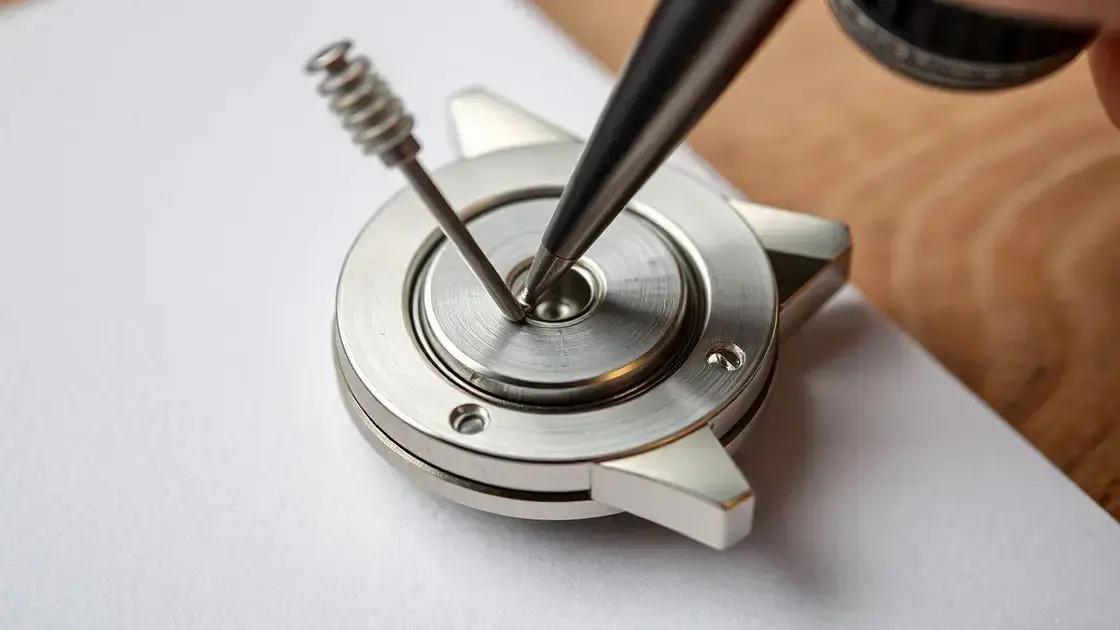  Confirmando sob lupa: O pivô de 0.15mm de diâmetro com curvatura de 0.02mm visível na rotação