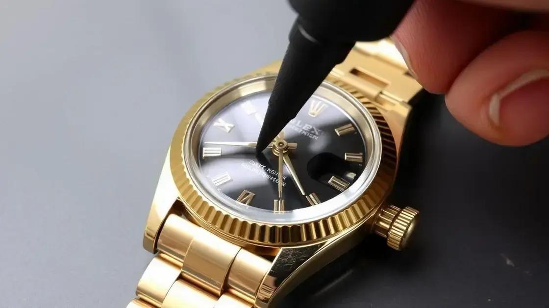 A técnica de assentamento a pressão: O anel de bezel sendo fechado com prensa de watchmaker sem marcas na caixa de ouro